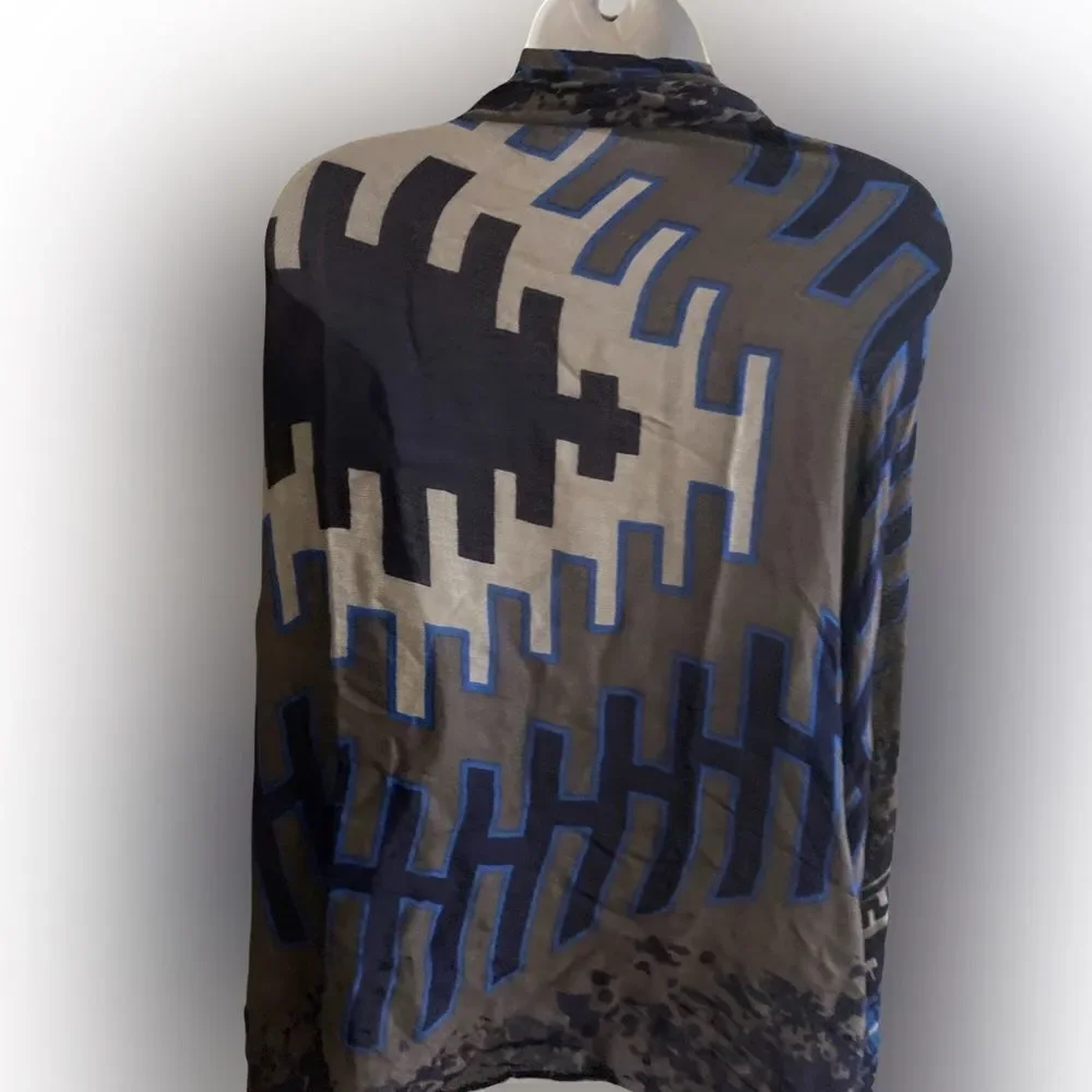 Nordstrom Wool Blend Scarf -37 x72 blue , gray , black , wool cotton , tags off